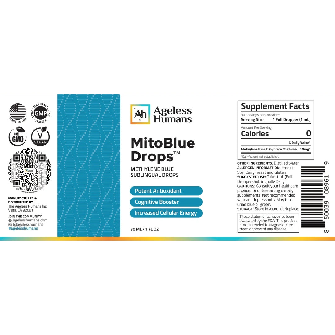 AGELESS HUMANS BLUE NITRO METHYLENE BLUE 1% DROPS
