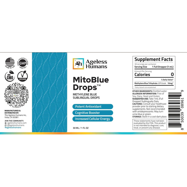 AGELESS HUMANS BLUE NITRO METHYLENE BLUE 1% DROPS