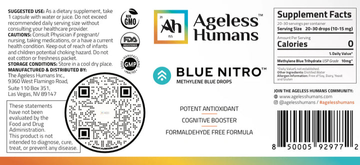 AGELESS HUMANS BLUE NITRO METHYLENE BLUE 1% DROPS